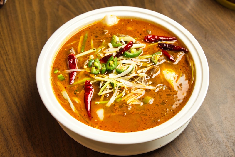 Spicy Tofu Soup with Chilies and Shredded Vegetables
